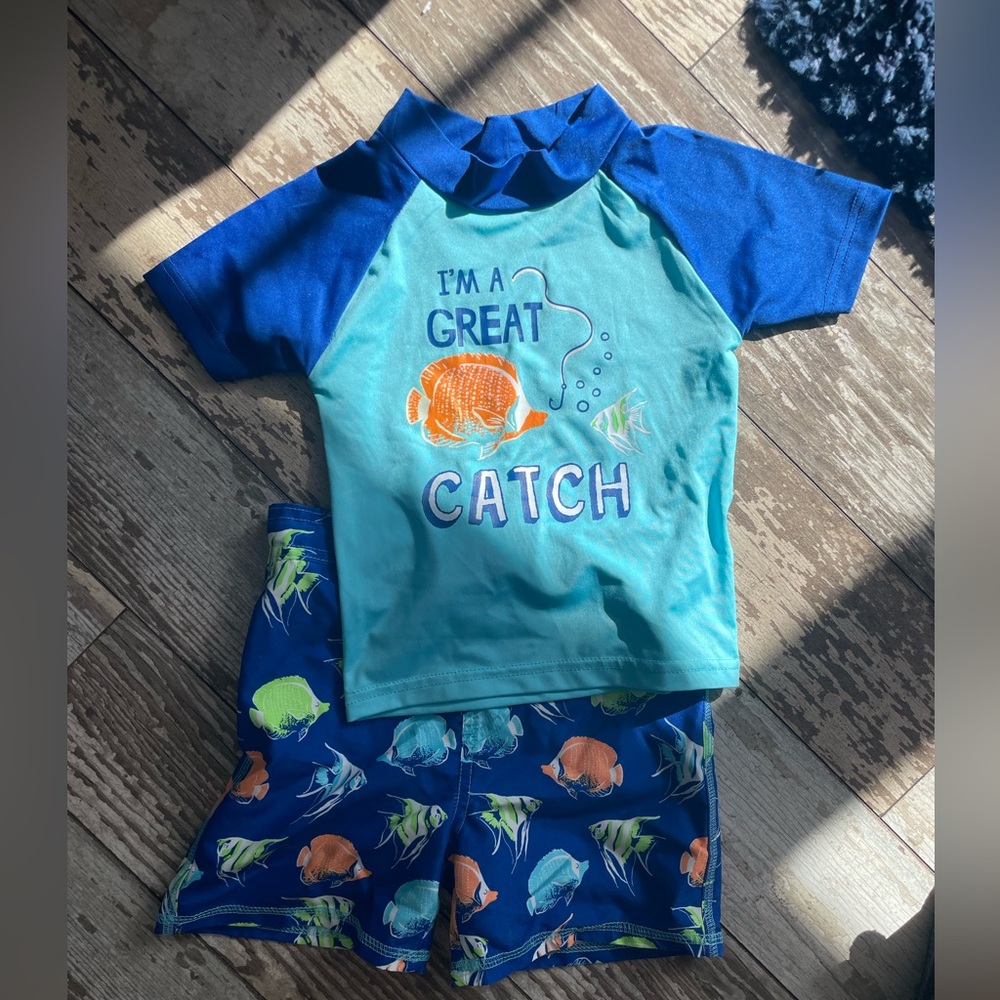 Boys Swim trunks and rashguard size 4T
